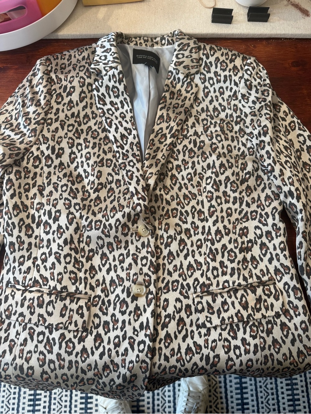 Banana Republic Leopard Print Blazer - Beige/Brown/Black - Picture 2 of 4